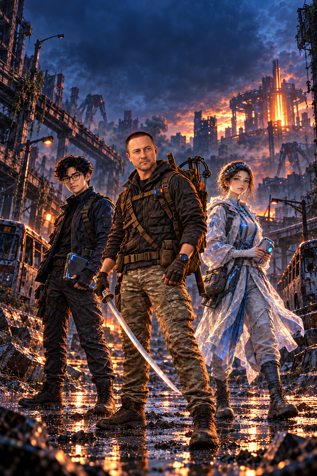 After the Last Update cover showing the survivor with Mira and Codex in a post-AI city